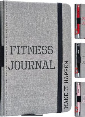 MaLetics – A6 Pocket Fitness Journal – Set 15 Goals, Track 93 Workouts, Measure Progress & Log 24 Personal Records – Sweatproof Design, Daily Planner & Exercise Log Book For Men & Women - Black