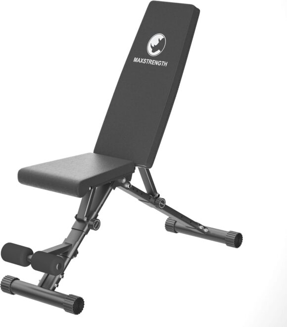 MaxStrength 4 in 1 Adjustable Weight Bench with Dip Station Adjustable Folding Heavy Duty Weight Lifting Bench Multifunction Weight Lifting Flat Incline And Decline For Home Gym