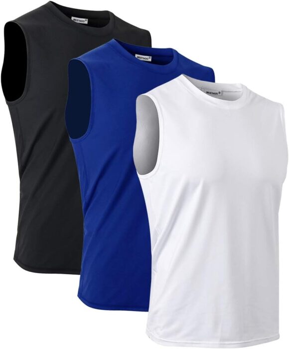 MeetHoo Men’s Tank Top, Sleeveless T Shirt Vest Tops Quick-Dry Sweatproof Sports Undershirt for Running Fitness Gym