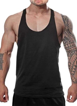 Men Gym Muscle Sleeveless Shirt Tank Top T-Shirt Bodybuilding Sport Vest,Black L