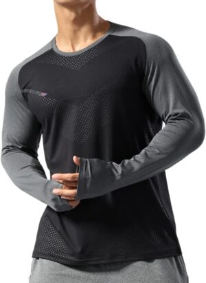 Men's Running Shirts Sports Long Sleeve Athletic Tee Shirts Dry Fit Top