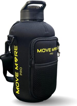 Move More Pro 2.2L Water Bottle with Straw, Sleeve and Pockets to Carry Phone, Keys, Wallet And More | Ultra-Convenient Gym Bottle | Durable Gym Water Bottle For Indoor And Outdoor Use