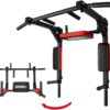 ONETWOFIT Multifunctional Wall Mounted Pull Up Bar/Chin Up bar, Dip Station for Indoor Home Gym Workout, Power Tower Set Training Equipment Fitness Dip Stand Supports to 440 Lbs