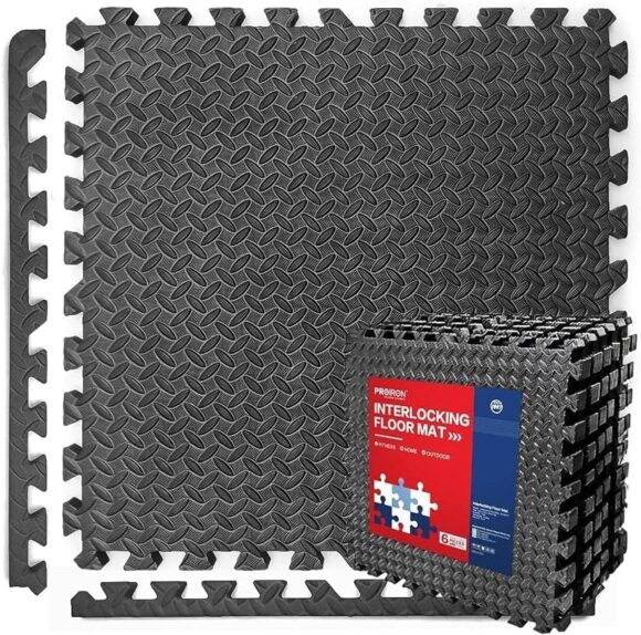 PROIRON Extra Thick 2cm Interlocking Floor Mats - Heavy Duty EVA Foam Mat Floor Tiles - Exercise Flooring for Home Gym Garage Pool Workout - Rubber Puzzle Matting - Large 60 X 60cm - 6 PCS (24 Sq Ft)