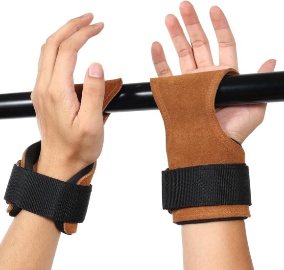 Padded Weight Lifting Straps, Gym Lifting Grips Hand Straps Heavy Duty Deadlift Straps for Weightlifting and Workout Padded Wrist Support for Men Women Strength Training Home Gym(Brown)