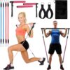 Portable Pilates Bar with 4 Resistance Bands, Foldable Fitness Bar for Home Gym and Travel, Includes Ankle Strap, Handles and Carrying Bag