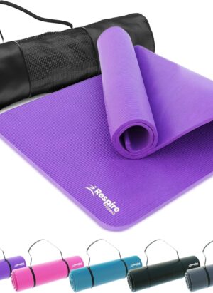 Respire Fitness Yoga Mat for Men and Women, 185 x 57 cm, Extra Thick 15mm Cushion with Smooth and Ribbed Surfaces, Non-Slip Sweat Resistant Material for Pilates, Stretching, Fitness, and Meditation