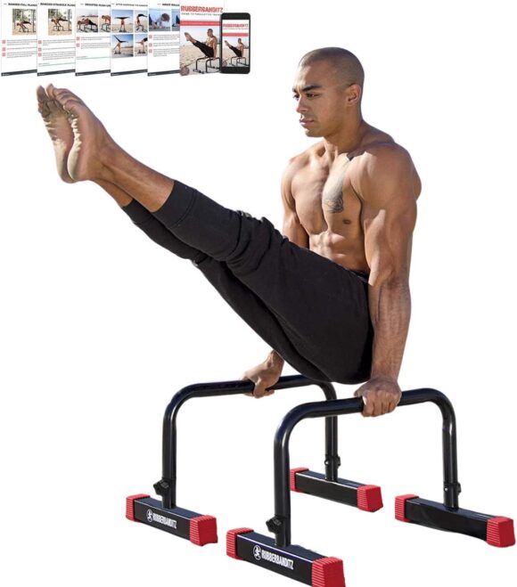 RubberBanditz Parallettes Push Up & Dip Bars | Heavy Duty, Non-Slip Parallette Stand for Crossfit, Gymnastics, & Bodyweight Training Workouts