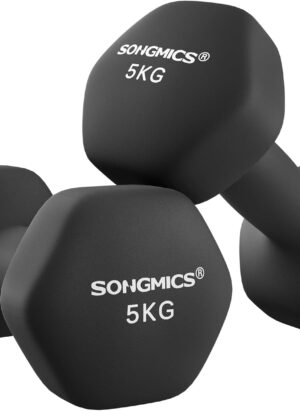 SONGMICS Set of 2 Dumbbells, Hexagonal Dumbbells Pair, Home Workout, Fitness Training Exercise