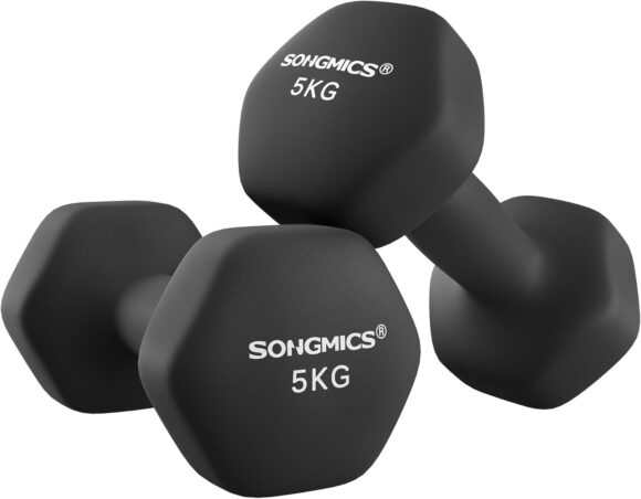 SONGMICS Set of 2 Dumbbells, Hexagonal Dumbbells Pair, Home Workout, Fitness Training Exercise