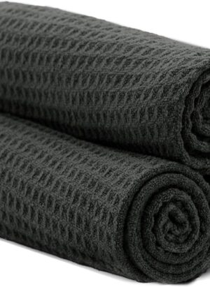 S&T INC. Microfiber Sweat Towel for Gym, Yoga Towel for Home Gym, Workout Towels for Gym Bag, 16 Inch x 27 Inch, Honeycomb Black, 3 Pack