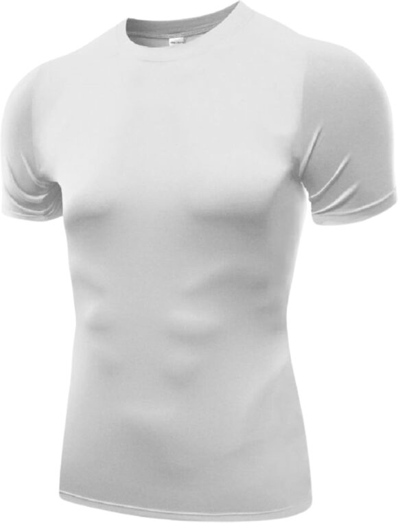 Short-Sleeved Compression Tops for Men - Tight Fit Body Shaper T-Shirt and Base Layer. Moisture-Wicking Gym Clothes. Anti-Odour Fabric for Ultimate Performance and Comfort. 6 Colours. 6 Sizes.
