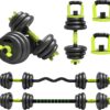 Strongway® Adjustable 6 in 1 Dumbbell Straight and Curl Barbell Kettlebell Push Up Set - 20KG 30KG 40KG SETS - Weight Lifting for Home Gym Fitness