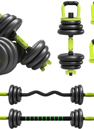 Strongway® Adjustable 6 in 1 Dumbbell Straight and Curl Barbell Kettlebell Push Up Set - 20KG 30KG 40KG SETS - Weight Lifting for Home Gym Fitness