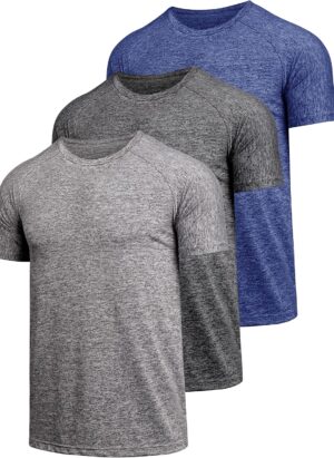 Teesmen 3 Pack Men's Quick Drying Shortsleeve Light and Breathable Sports T-Shirt Gym Wicking T Shirt