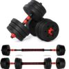 YORKING 20KG Dumbbells Barbell Set Adjustable Dumbbells Weights Set with Connecting Rod 2 in 1 Dumbells and Barbell Set Weight Lifting Training Equipment Set for Men Women Home Fitness or Gym Workout