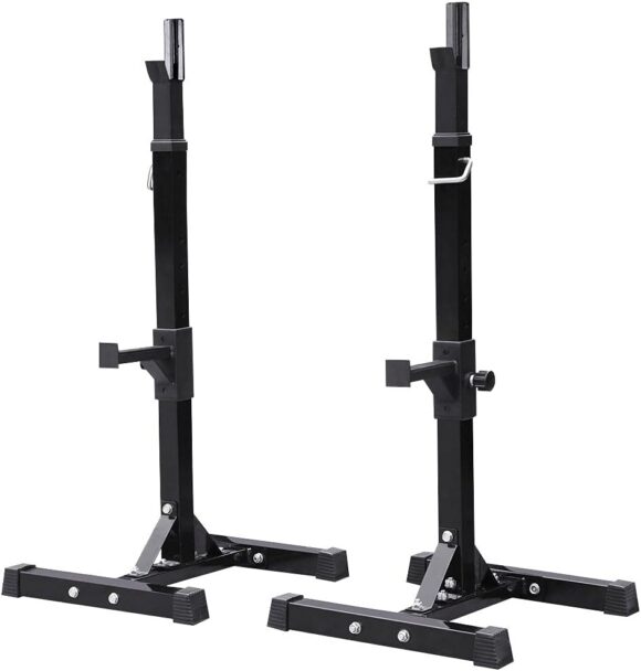 Yaheetech Adjustable Squat Rack, Multifunctional Heavy Duty Barbell Rack Stand, Strength Training Dip Station, Fitness Power Rack Weight Bench Support for Home Gym, Max Load 250kg, Height 114-179cm