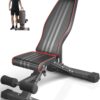 Yoleo Adjustable Foldable Weight Bench with Extended Head and Spine Support, 300KG/660LB Fast Folding Incline Decline Flat Bench for Home,Workout, Gym