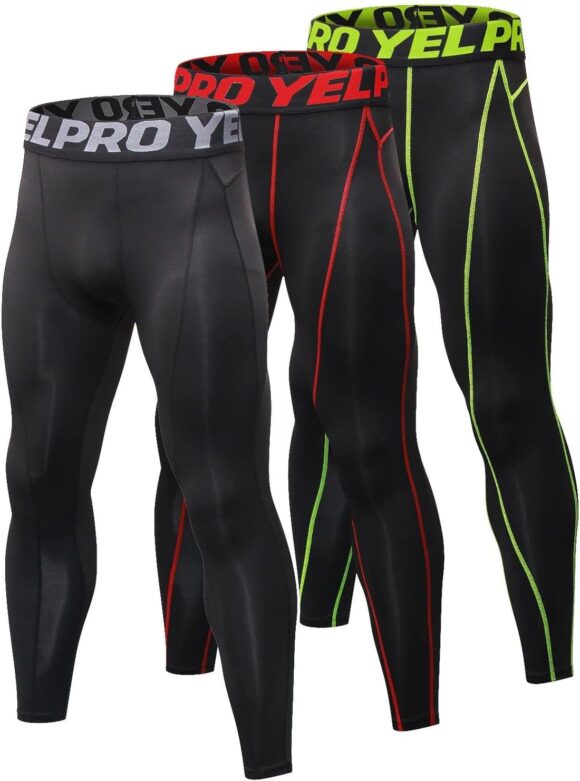 Yuerlian Mens Compression Leggings Training Cool Dry Sport Pants Running Gym Tights