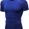 Yuerlian Mens Running Compression Tops， Base Layers Comfortable Top Short Sleeve Shirt， Quick Dry Sports Workout T Shirts