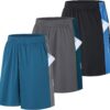 ZENGVEE 3 Pack Men's Gym Shorts with Reflective Stripe Running Quick Dry Breathable Lightweight Training Sports Workout Shorts
