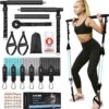 Zacro Pilates Bar Kit with Resistance Bands, 3-Section Pilates Bar with Adjustable Strap, Door Anchor, Handles and Foot Strap, Portable Home Gym Pilates Resistance Bar Kit for Full Body Workouts