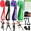 nooncrazy Resistance Bands Set, Pull Up Assistance Bands 4 Different Levels with Handles & Door Anchor & Training Poster, Gym Bands for Strength Training, Yoga, Muscle Toning for Men and Women