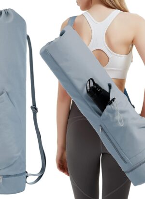 sportsnew Yoga Mat Bag Large with Adjustable Carry Strap Pilates Bag with Bottle Pocket and Wet Compartment