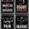 𝐆𝐲𝐦 𝐏𝐨𝐬𝐭𝐞𝐫𝐬 for Home Gym Decor, Motivational Posters for Gym, Workout Posters for Home Gym, Motivational Poster, Fitness Posters, Workout Room Decor, Gym Wall Art, 4 Set 11x17"